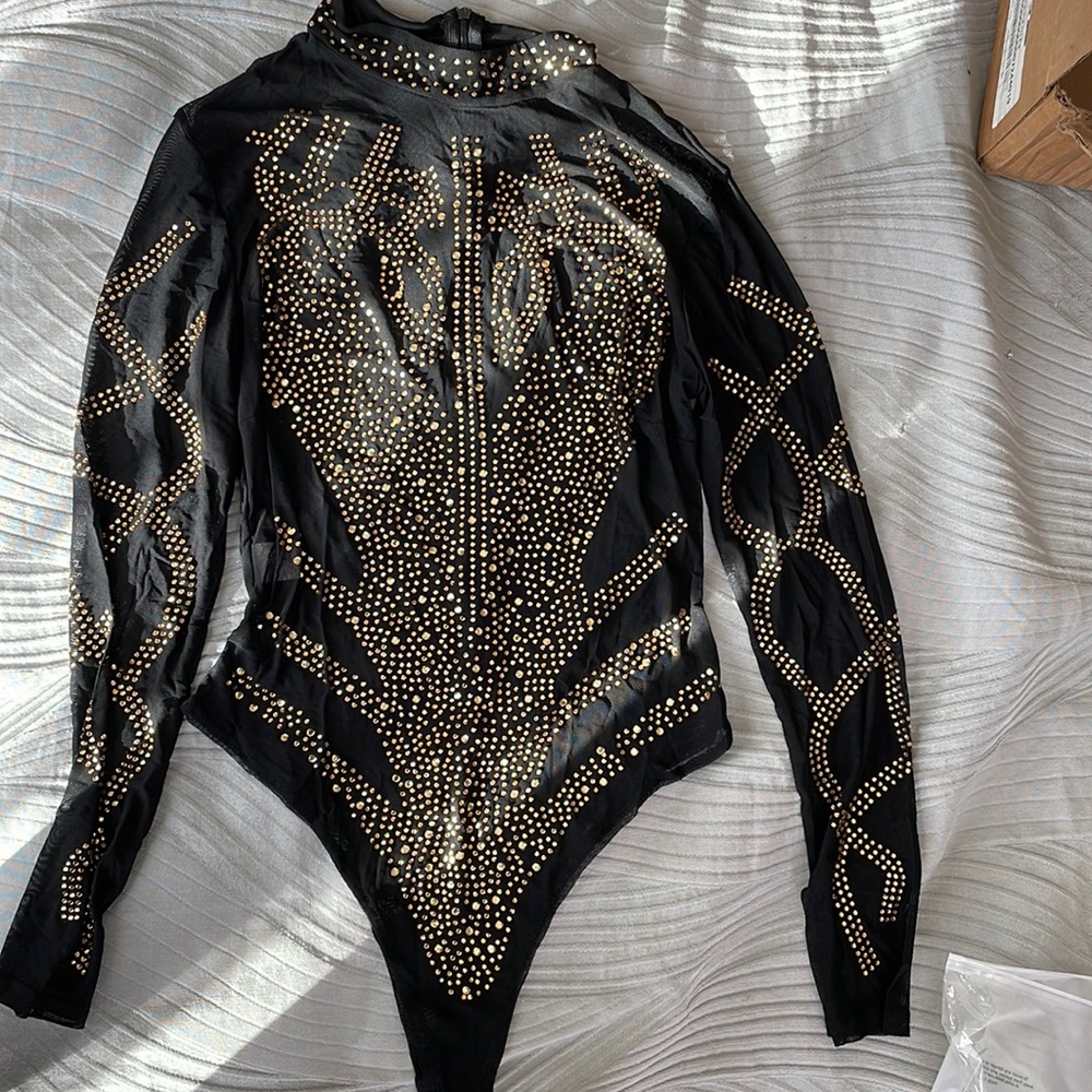 Mesh Rhinestone Bodysuit